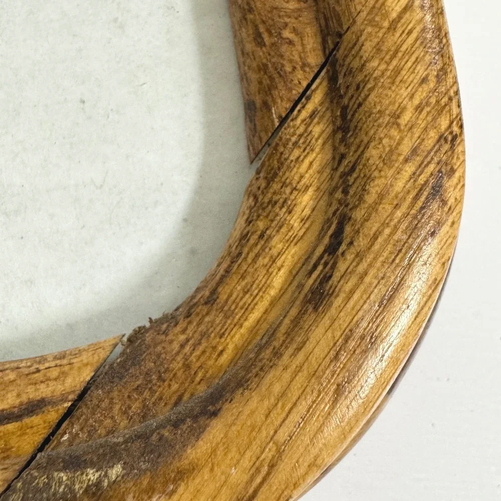 Vintage Solid Oak Wood Picture Frame Set of 3 Scalloped Rounded Rustic Brown